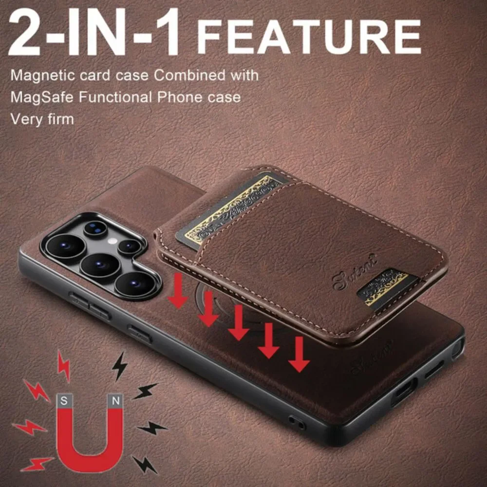Caseles Samsung Galaxy S25 Plus Leather Detachable Wallet Phone Case Brown NIB